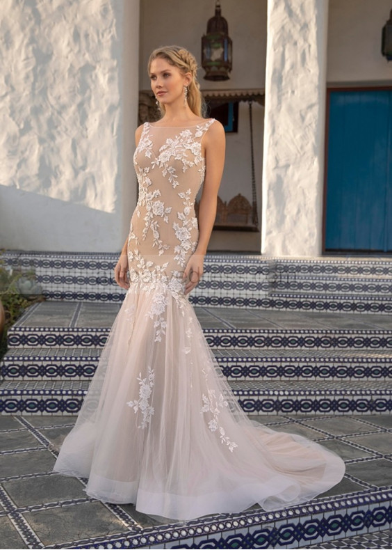 Ivory Lace Tulle Affordable Wedding Dress With Nude Lining Ivory Lace Tulle Affordable Wedding Dress With Nude Lining